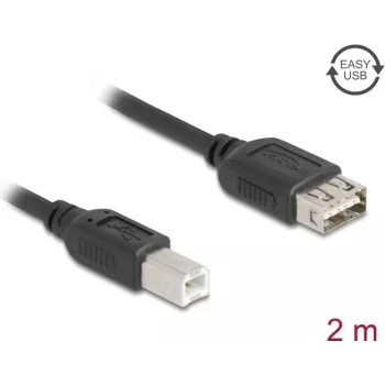 USB 2.0 kabelis DELOCK 81531 — 2 m, USB B uz USB A, melns, apzeltīti kontakti