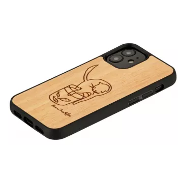 Telefona maciņš man and wood iPhone 12 mini — drukāts kaķis ar sarkano zivi