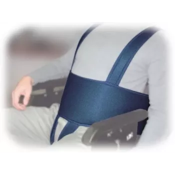 Ratiņkrēsla stabilizācijas josta Aston Secubac IV 681022 — tekstils, regulējams Velcro, 150 cm garums, 20 cm platums, zila