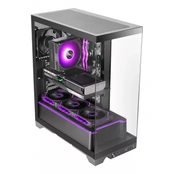 TACENS Mars Gaming MCPRISMA Midi Tornis PC korpuss, Melns, rūdīts stikls, atbalsta ATX/Micro-ATX/Mini-ITX, 2x3.5 collu + 2x2.5 collu sloti