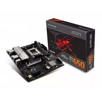 Mātesplate Sapphire B650M-E (AMD B650) micro ATX, Socket AM5, DDR5, 2x DIMM, 96GB, 2x M.2 (PCIe5/4), 4x SATA III, 2.5Gb LAN