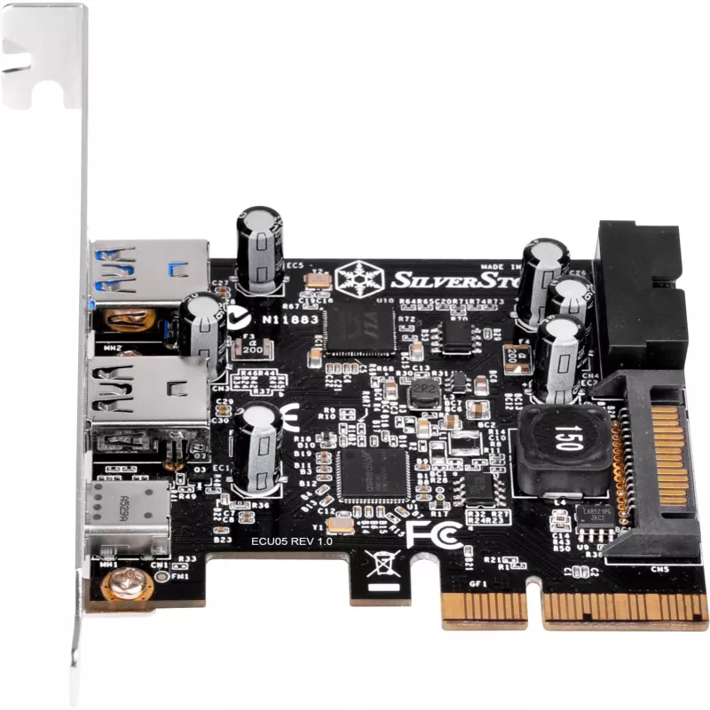 SilverStone ECU05 - USB adapter - PCIe 2.0 x2 Low Profile - USB 3.1 Type C x 1 + USB 3.0 x 2 + USB 3.0 (iekšējais) x 2 (SST-ECU05)