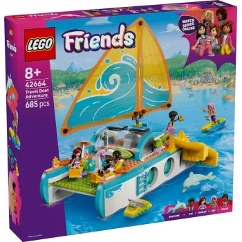 LEGO Friends Ceļojumu laivas piedzīvojums 42664 — 685 gab., 4 minilelles, 8+ gadi, 260×190×320 mm