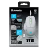 Bezvadu pele DEFENDER Stix GM-009 RF — optiskā, 3200 DPI, 6 pogas, ambidextrous, USB RF, baterija, balta