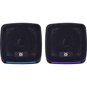Datora skaļruņi DEFENDER J3 2.0 6W LED USB, 2×3W RMS, 90–20000 Hz, 3.5 mm, melni