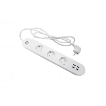 Viedā pagarinātāja Denver SHP-300U 3× Type E kontaktligzdas 4× USB-A Balta