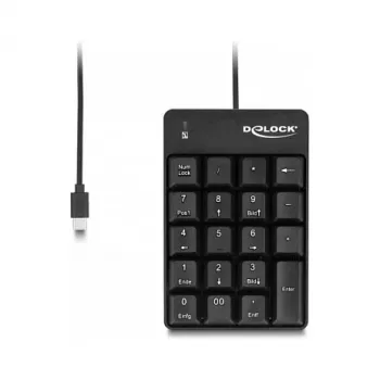 Ciparu tastatūra DeLOCK 12108 USB Melna 19 taustiņi 1.6m kabelis
