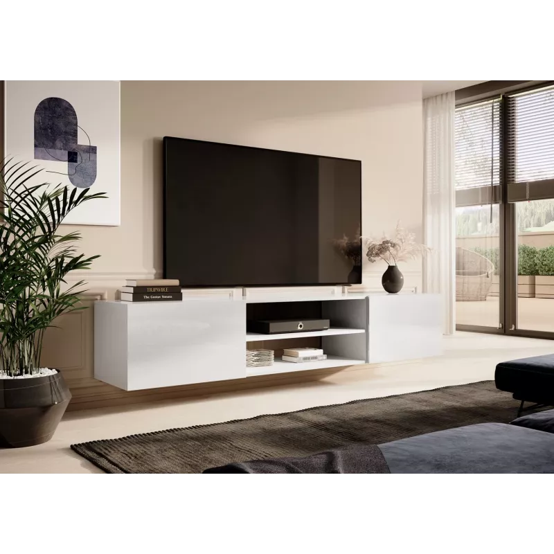 TV skapis SLIDE 200K, 200 x 40 x 37 cm, spīdīgi balts, skaidu plātnes virsma