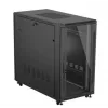 Rack skapis LANBERG FF01-6222-12B 22U 600x1200 mm melns ar stikla priekšējām un aizmugurējām durvīm