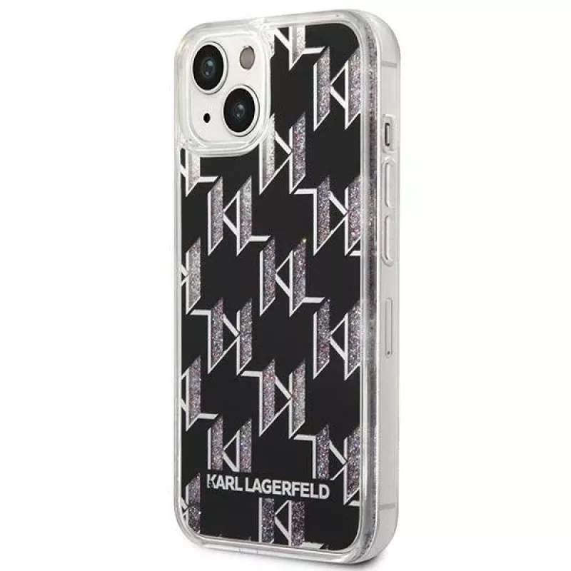 Karl Lagerfeld KLHCP14MLMNMK cietais maciņš iPhone 14 Plus 6.7 melns/melns Liquid Glitter Monogram