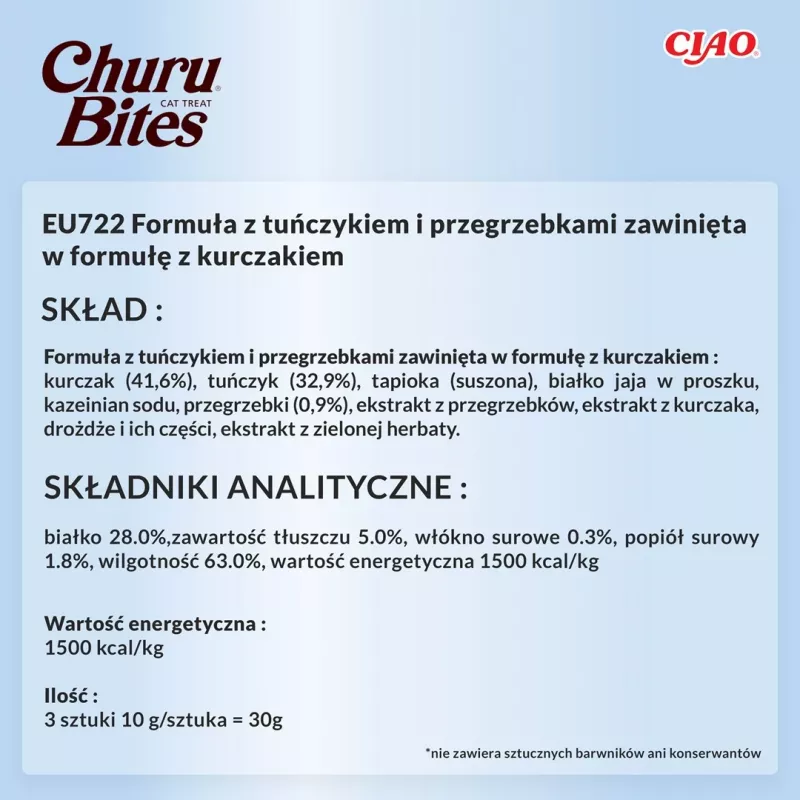 INABA Churu Bites Vistas gaļa ar tunzivi un gliemenēm - kaķu gardumi - 3x10 g