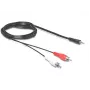 Audio kabelis DeLOCK 84000 1,5m 2xRCA 3,5mm Melns