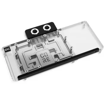 Alphacool Core RX 9070 XT Mercury dzesēšanas bloks caurspīdīgs hroms ar aizmugures plāksni