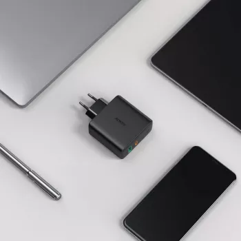 Aukey PA-D3 sienas lādētājs 2xUSB Power Delivery (1xUSB + 1xUSB-C) 5.4A 60W Dynamic Detect