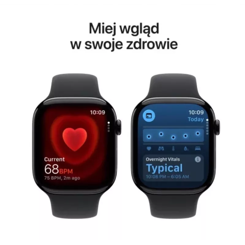 Apple Watch Series 11 GPS 46mm Jet Black Alumīnija Korpuss ar Melnu Sporta Siksniņu S/M