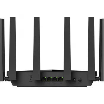 Galda maršrutētājs Cudy WR11000 — trīsjoslu 2.4/5/6 GHz, Wi‑Fi 7, 4× 2.5 Gigabit LAN, 5765 Mbps 6 GHz joslā, 512 MB RAM
