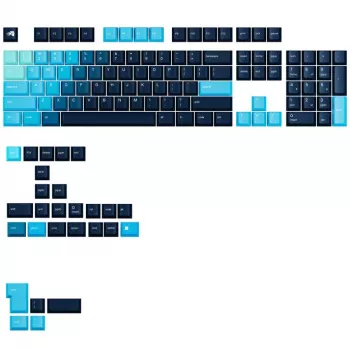 Keycaps GLORIOUS GPBT Gradient Celestial Ice — ANSI izkārtojums, PBT sublimēts taustiņu komplekts