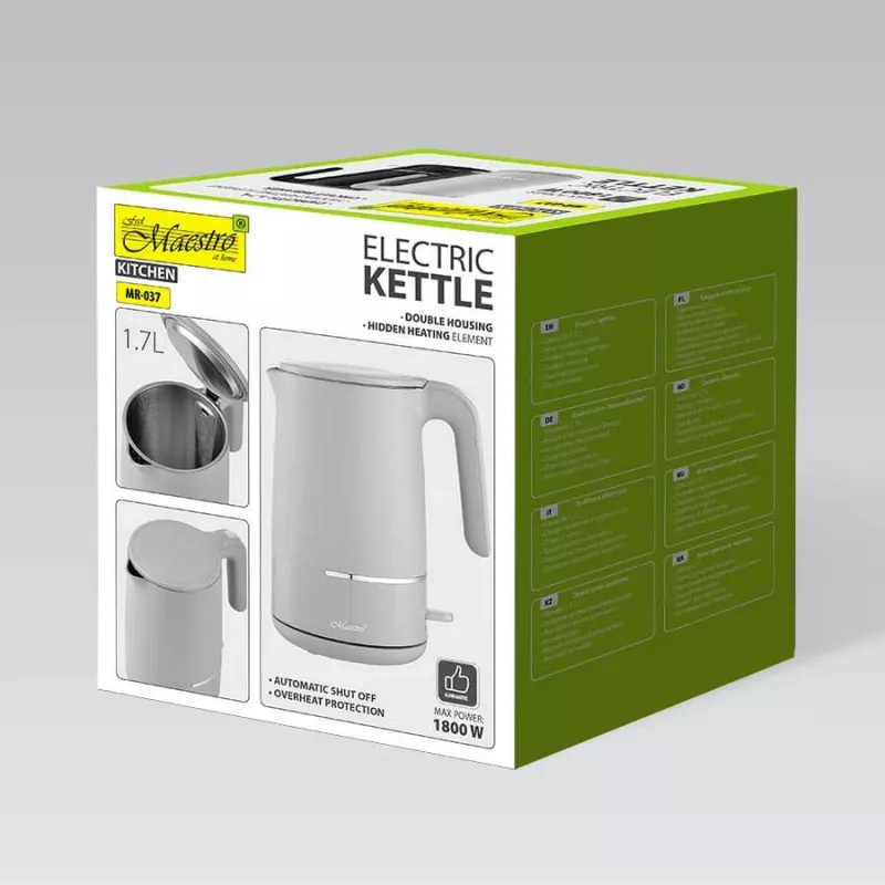 Maestro MR-037 elektriskā tējkanna 1.7 L 1800 W (MR-037-GREY) Pelēka