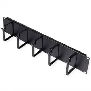 Patch panel ROLINE 19 collu 2U, kabeļvads 85x60 mm, tērauda korpuss, melns