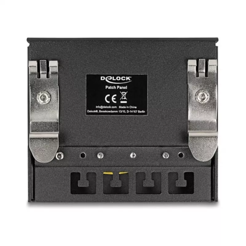 DELOCK Mini Desktop RJ45 4-port Cat.6A ekranēts sadalītājpaneļa metāla korpuss melns, 90×22×93 mm