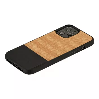 Telefona maciņš Man and Wood iPhone 12 / 12 Pro — siļķu kaula melns matējums