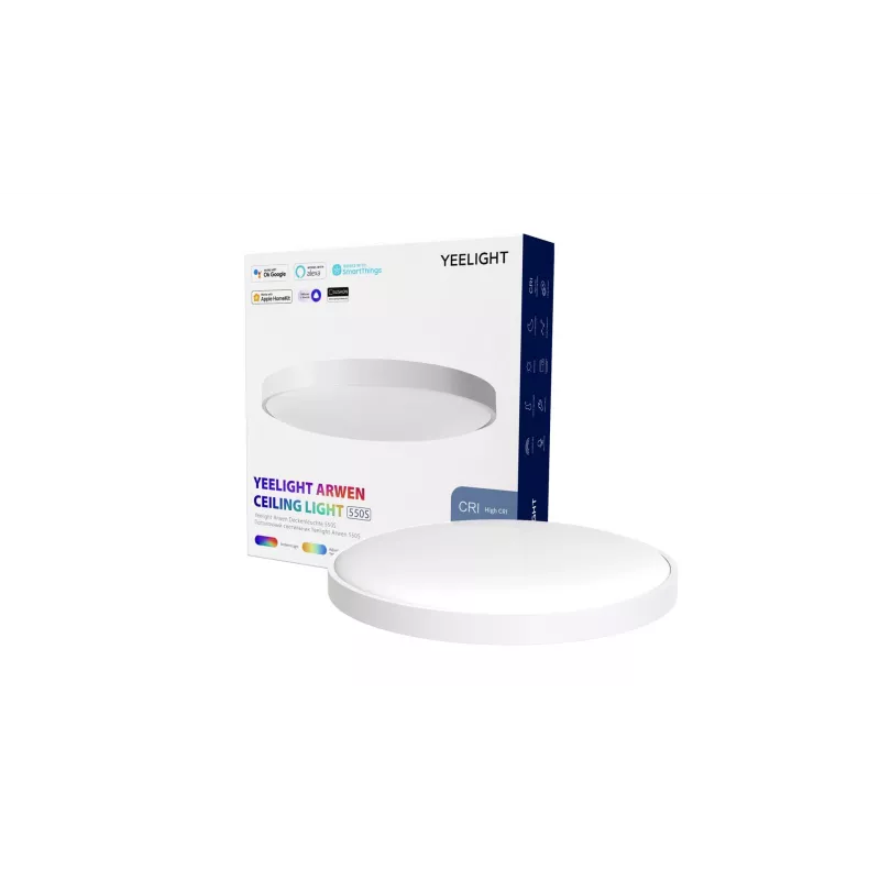 Griestu lampa Yeelight Arwen 550S — 50 W LED, 3500 lm, RGB, regulējama, 55,5 cm diametrs, IP50, Wi‑Fi/Bluetooth, CRI 95