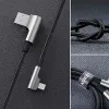 AUKEY CB-AL01 Melns Nylon Pīts USB Lightning Kabelis 2m 90° Leņķa Savienotāji