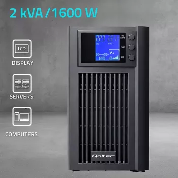 UPS QOLTEC Pure Sine Wave 2kVA 1600W ar AVR un LCD displeju