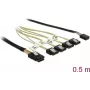 SAS kabelis DeLOCK 85674, 0,5 m, Mini SAS SFF-8087 uz 4x SATA