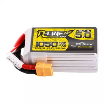 Tattu R-Line 5.0 1050 mAh 22.2 V 6S LiPo akumulators FPV droniem