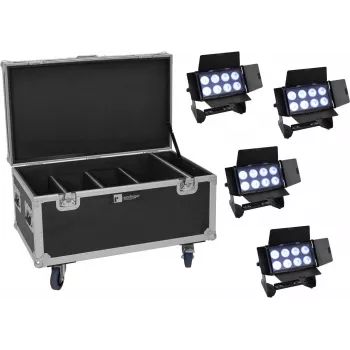 Wash light komplekts EUROLITE Multiflood 20001000 — 4 gaismekļi, 8x10W RGBW LED katrā
