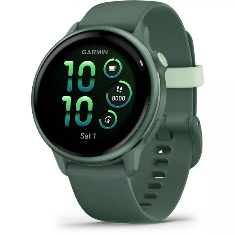 Viedpulkstenis GARMIN vívoactive 6 – sporta pulkstenis, 42 mm alumīnija/polimēra korpuss, AMOLED 1,2 collu, GPS, 5 ATM, optiskais HR, SpO2, 8 GB, zaļš