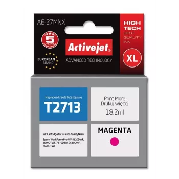 Activejet AE-27MNX tintas kasetne (Epson 27XL T2713 aizstājēja; Supreme; 18 ml; magenta)
