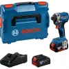Bezvada triecienuzgriežņu atslēga Bosch GDR 18V-215 ar 2x 4,0 Ah akumulatoriem