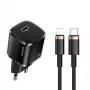 usams Phone Charger 1x USB-C T36 + Lightning PD — kompakts PD lādētājs ar USB-C un Lightning