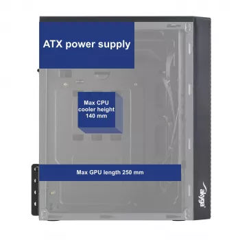 Akyga AK35BK Micro ATX datora korpuss, Micro ATX / Flex ATX / Mini ITX, 2x USB 2.0, bez barošanas bloka, melns
