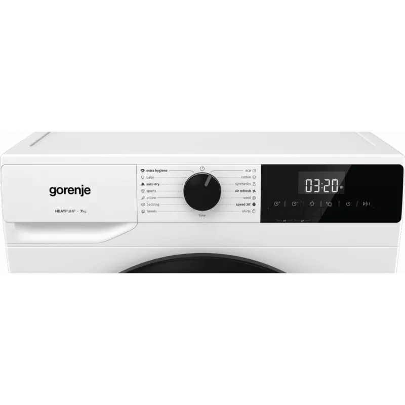 Gorenje žāvētājs D2HNE7E | Enerģijas klase E | Priekšējā ielāde | 7 kg | Siltumsūknis | LED | Dziļums 51 cm | Balts
