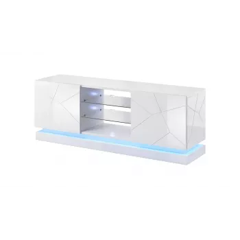 TV skapis Cama Meble QIU 160 — MDF balts spīdums, 1600×420×570 mm