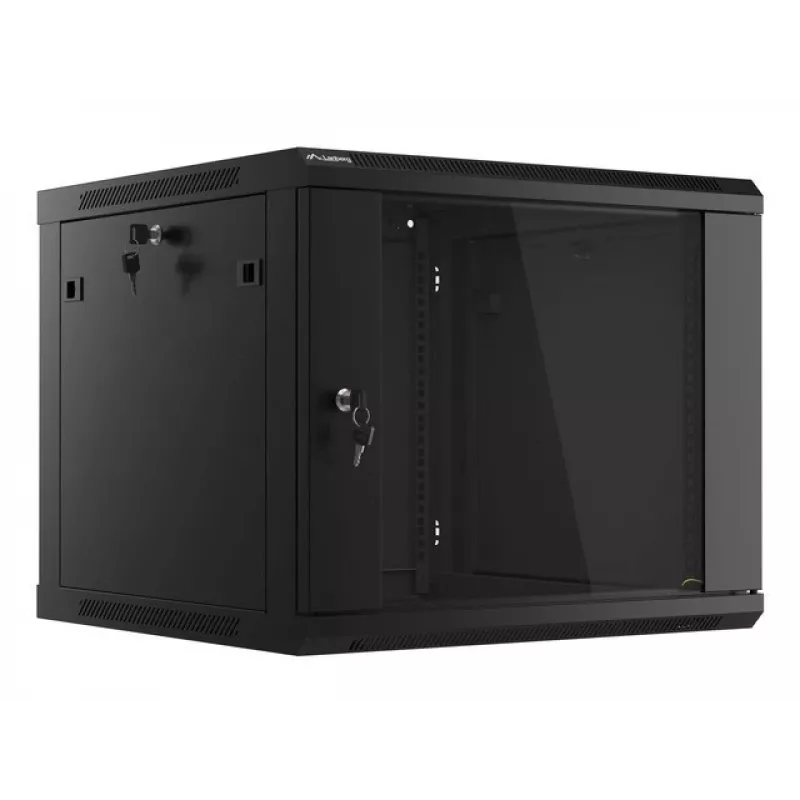 Sienas stiprinājuma statīvs LANBERG 9U 19 collu WF01-6609-10B, 600×600×507 mm, 60 kg, IP20, melns
