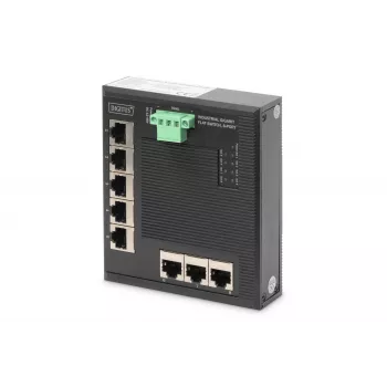 Digitus 8 Portu Gigabit Ethernet Tīkla Slēdzis, Plakans, Rūpniecisks, Nepārvaldāms