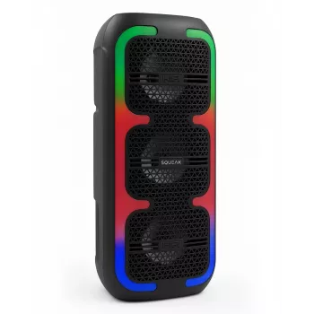 Pārnēsājams stereo skaļrunis SQUEAK SQ1009 — Bluetooth 5.3, 45W RMS, 10h akumulators, FM, USB, AUX, LED, 1800 mAh, Melns