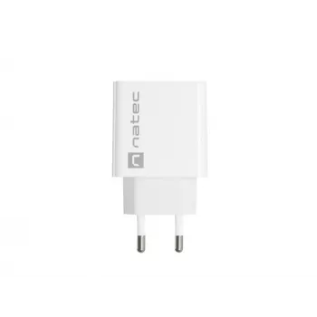 Sienas lādētājs NATEC RIBERA 12V 20W USB-C PD 3.0 + USB-A Samsung AFC Balts