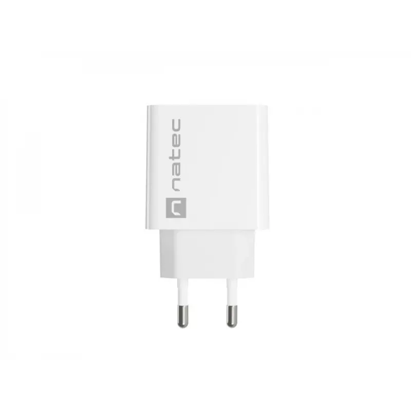Sienas lādētājs NATEC RIBERA 12V 20W USB-C PD 3.0 + USB-A Samsung AFC Balts