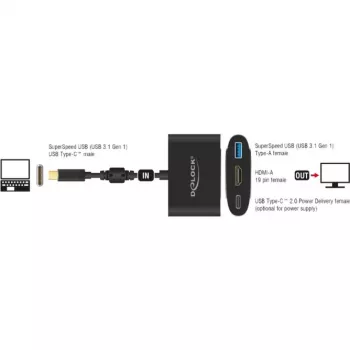 DeLOCK ārējais video adapteris VL101 USB-C 3.1 → HDMI, pelēks, mazumtirdzniecības iepakojums (62991)