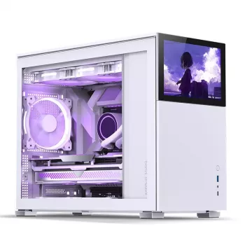 Jonsbo D31 STD White — Midi Tower korpuss, tērauds, rūdīts stikls, Micro-ATX/ITX/DTX, 2×2.5 collu + 1×3.5 collu, GPU līdz 400 mm, CPU dzesētājs 168 mm