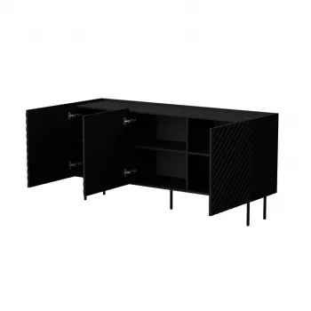 Kumode Cama Meble LUCCA 3D 165x40x80 cm, melna, skaidu plātnes korpuss
