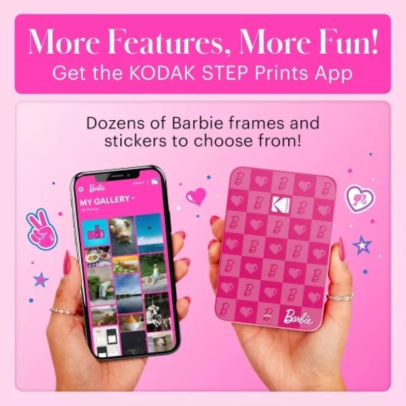 Barbie x Kodak STEP Slim mobilais fotoprinteris ZINK 2x3 inch 1ppm, Bluetooth, Rozā