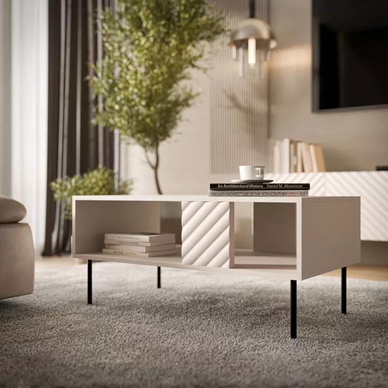 Kafijas galdiņš Cama LUCCA sols/galds 100x55x46 cashmere, taisnstūra pelēka virsma