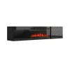 TV skapis cama meble LUXE 301126 ar iebūvētu elektrisko kamīnu, 182.6×34.5×37.5 cm, melns spīdums