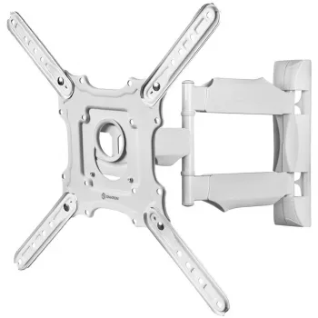 Sienas TV kronšteins ONKRON M4-W 32–65 collām (81–165 cm), slīpums un pagrieziens, VESA līdz 400×400, max slodze 35 kg, balts